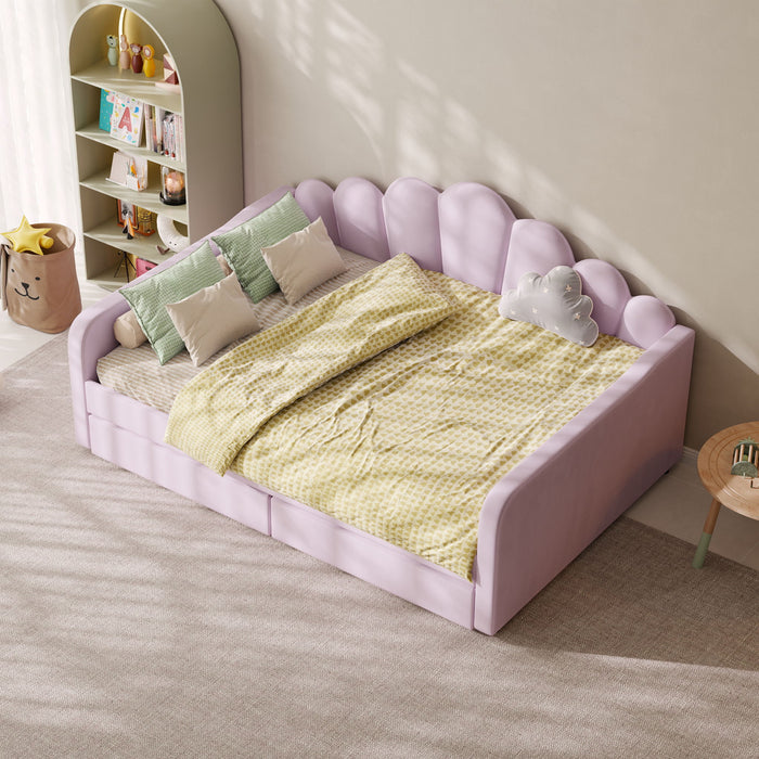 Shell Shaped Upholstered Daybed Frame With Slats Dreamland