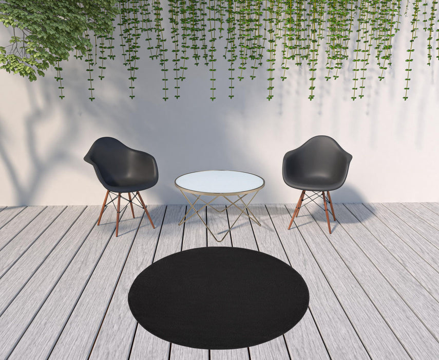 6' X 6' Round Non Skid Indoor / Outdoor Area Rug - Black