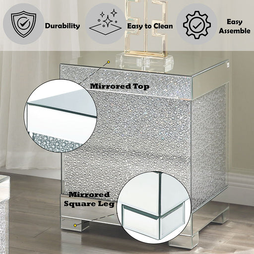 Mallika - End Table - Mirrored & Faux Round Crystals ACME