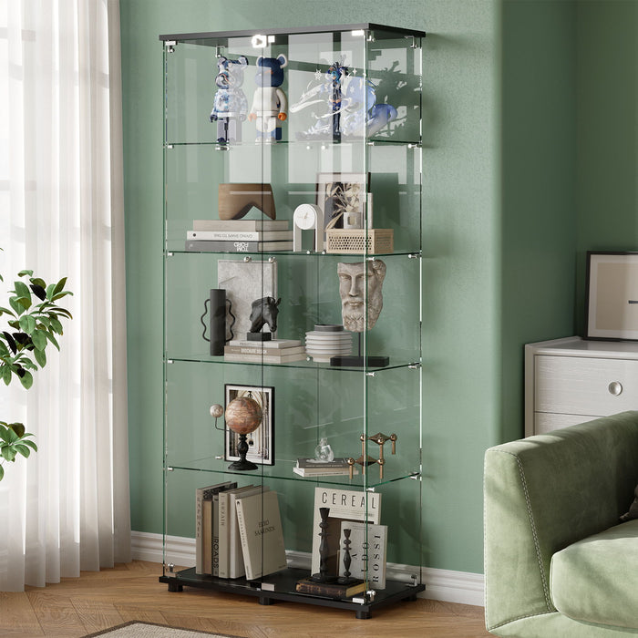 Display Cabinet With Shelf Double Doors And Lock Home Essentials