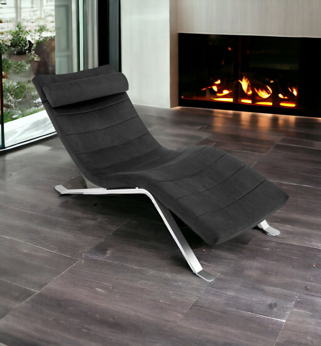Velvet Lounge Chair - Black And Silver