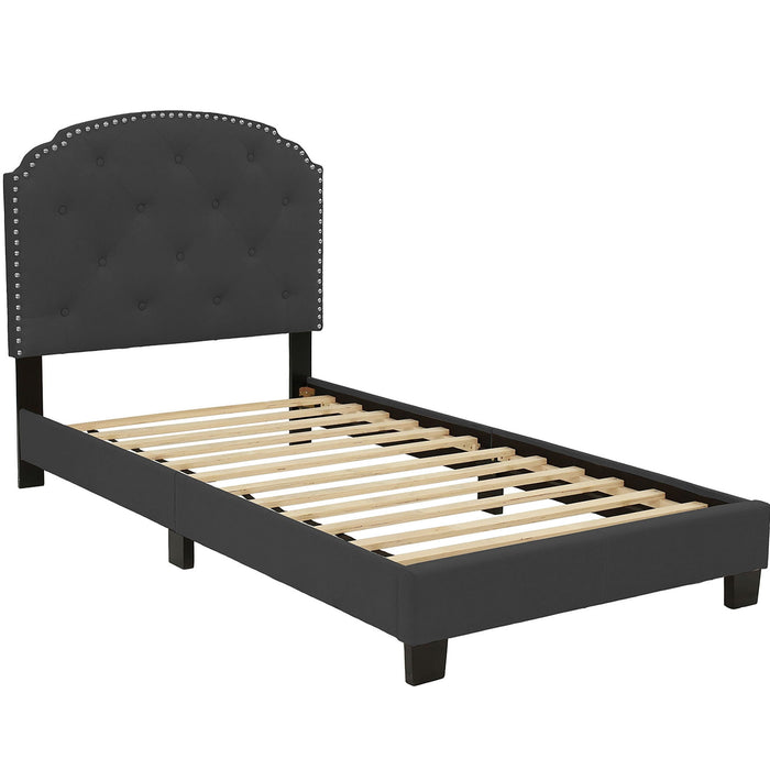 Button Tufted Bed With Nailhead Trim Home Essentials