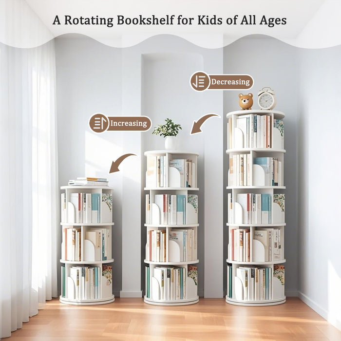 5 Tier Rotating Bookshelf, Spinning Design Home Essentials