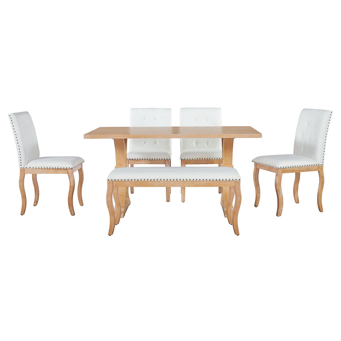 Dining Set With Bench, 6 Piece Hearth and Haven