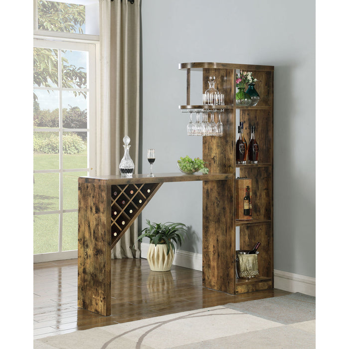 Kady - 5 Shelf Home Bar Table With Wine & Stemware Storage - Brown Furniture Max