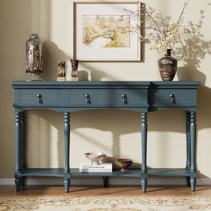 Retro Console Table With 3 Soft Close Drawers Noble House