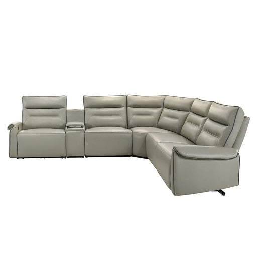 Jayke - Power Motion Sectional Sofa - Light Gray Top Grain Leather Match ACME