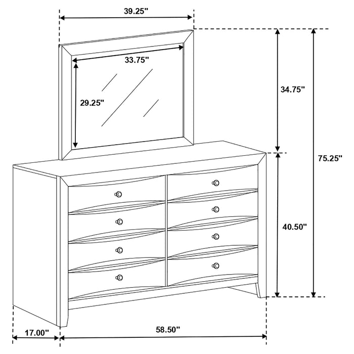 Palamino - 8 Drawer Dresser With Mirror - Black Furniture Max