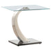 Terrell - Satin Rectangular Glass Top End Table - Silver Furniture Max