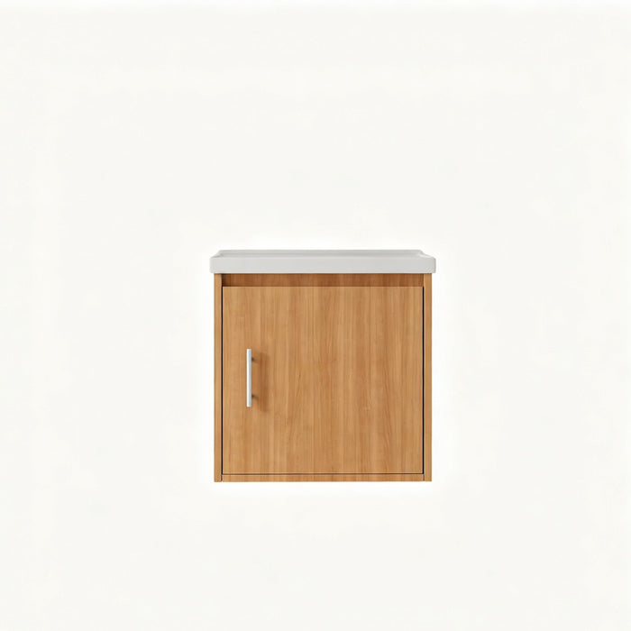 20" Floating Bathroom Vanity Combo With Sink, Soft Close Doors, Wall Mounted Solid Cabinet - Golden Oak Home Essentials