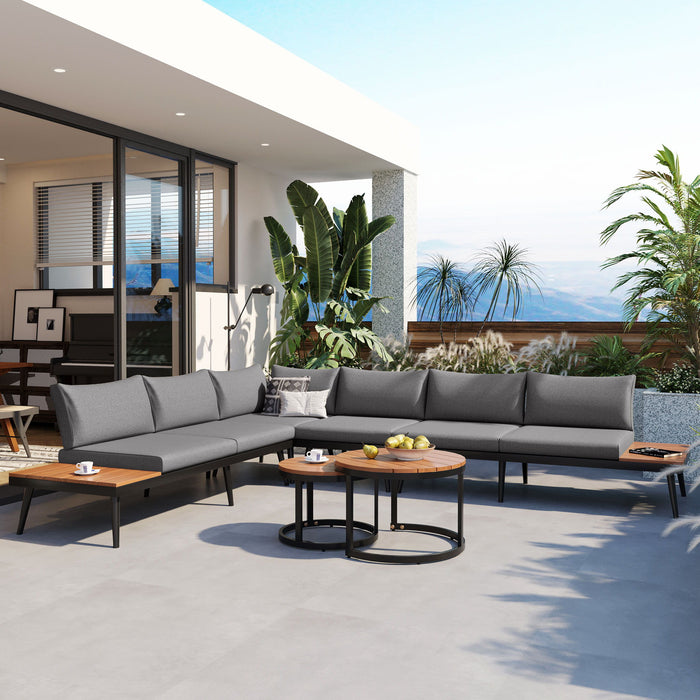 Modern Outdoor Sectional Sofa Set With Nesting Coffee Tables Hearth and Haven