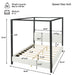 Queen Canopy Bed With Upholstery - White / Black Noble House