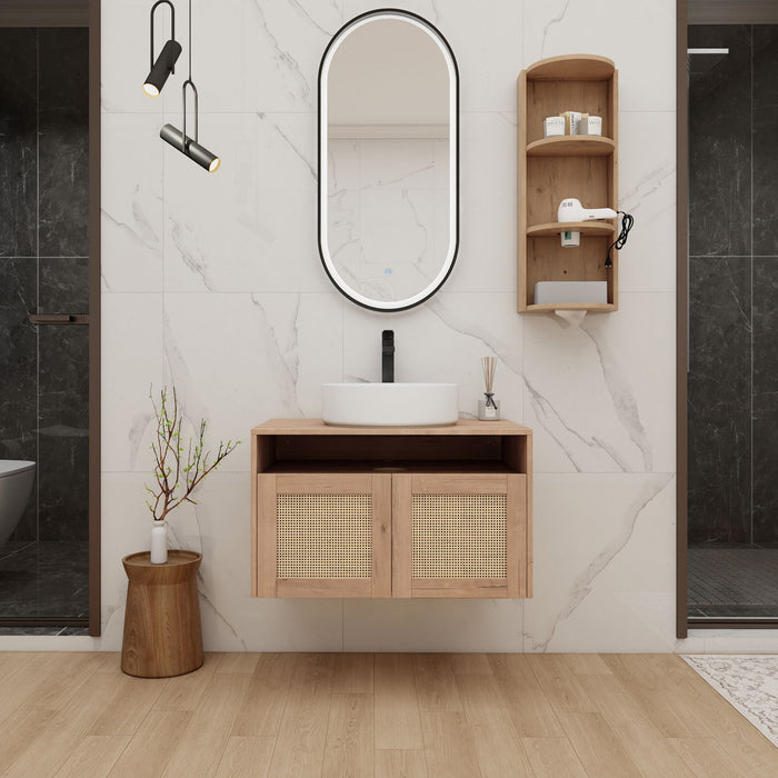 Bathroom Vanity With Art Sink And Storage Rack, Float Mounting Design Home Essentials