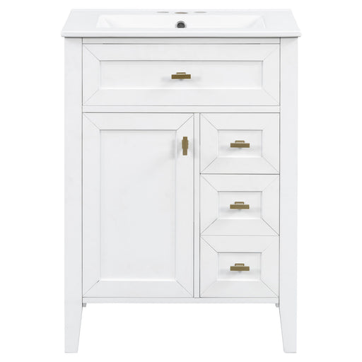 Bathroom Vanity With Sink, 3 Drawers & Cabinet With 2 Tier Door Storage Rack, Soft Close Doors & Drawers Hearth and Haven
