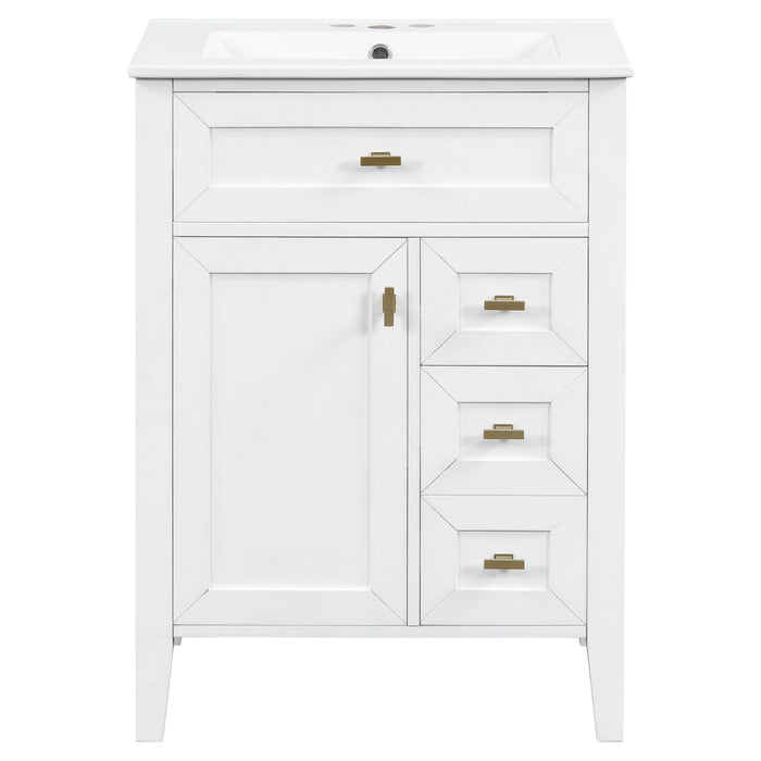 Bathroom Vanity With Sink, 3 Drawers & Cabinet With 2 Tier Door Storage Rack, Soft Close Doors & Drawers Hearth and Haven