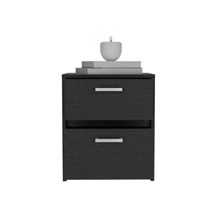 15.7" x 12.7" x 18.6" Two Drawer Nightstand - Black