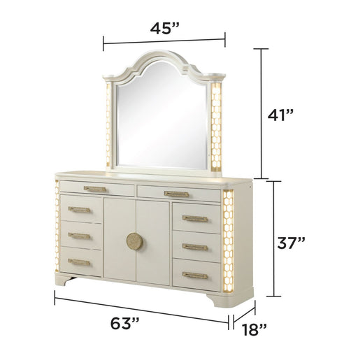 Jasmine - 8 Drawer Dresser With Side LED Lightning - Beige Matrix Furniture Group