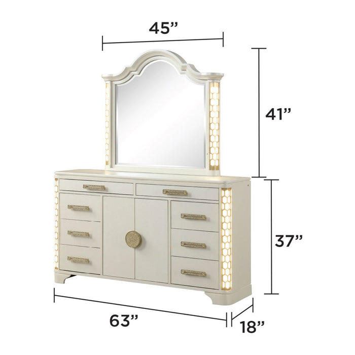 Jasmine - 8 Drawer Dresser With Side LED Lightning - Beige Matrix Furniture Group