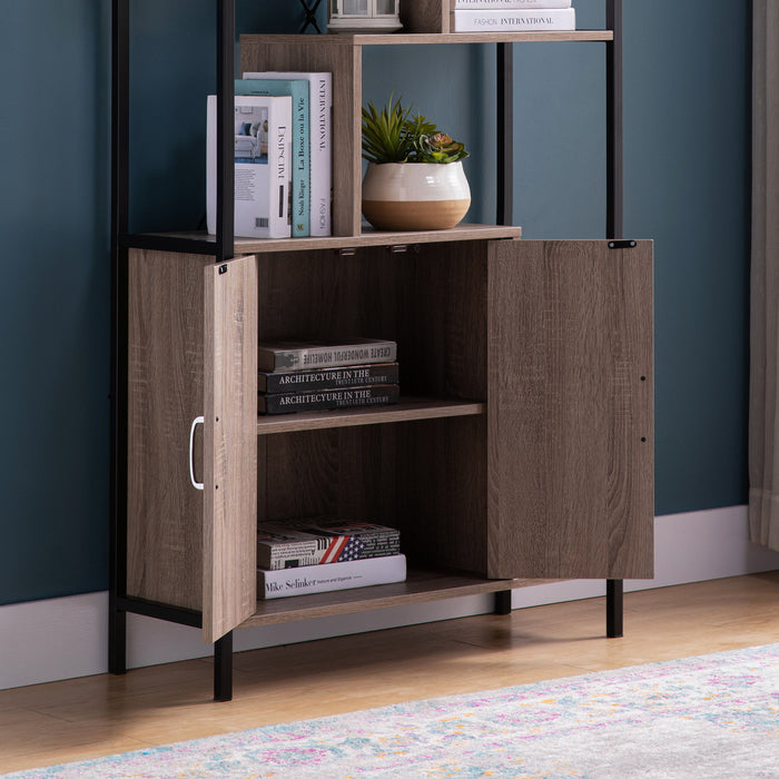 Modern Bookcase With Two Door Storage Cabinet With Two Shelves