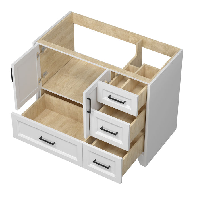 Solid Wood 42" Bathroom Vanity Without Top Sink, Modern Bathroom Vanity Base Only, Birch Solid Wood And Plywood Cabinet, Bathroom Storage Cabinet With Double Door Cabinet And 4 Drawers, White