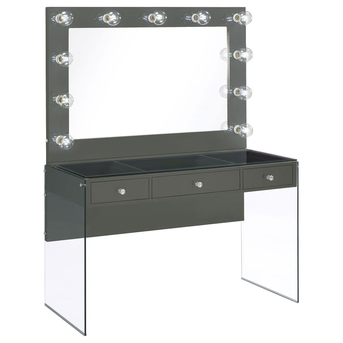 Katelyne - 3 Drawer Vanity Set With Mirror - Gray Furniture Max