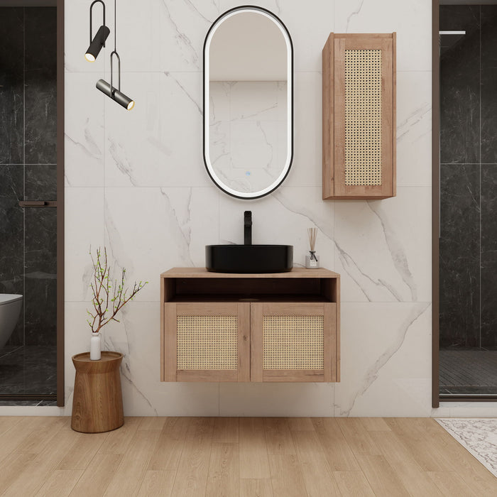 Bathroom Vanity With Art Sink And Side Cabinet, Float Mounting Design Home Essentials