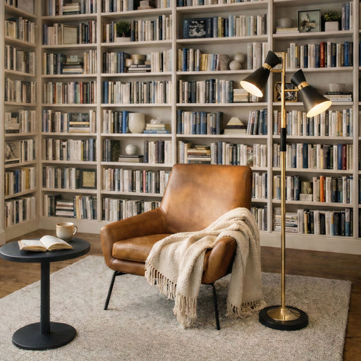 Axis - Floor Lamp With 4 Way Switch Double Spots With Base - Black / Gold Ashcroft Furniture