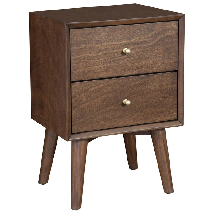 Two Drawer Wood Nightstand - Brown