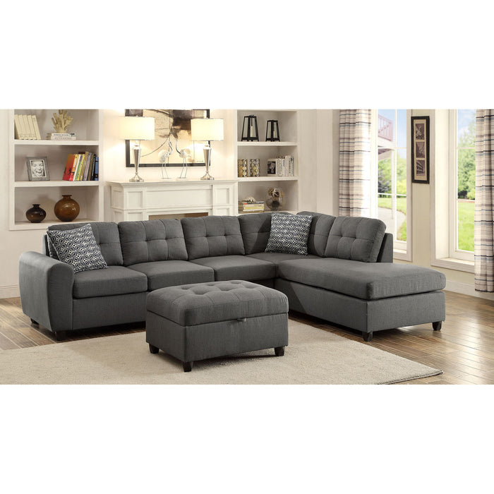 Balta - Button Tufted Sectional With Removable Cushion Upholstered Sofa - Gray Furniture Max