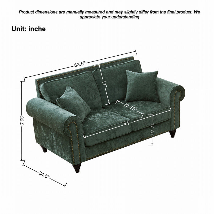 Modern 3 And 2 Seater Sofa With Rolled Arms, Tufted Upholstered Couch Home Essentials