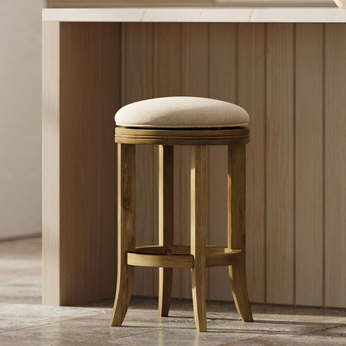Backless Swivel Stool With Upholstered Seat Home Essentials