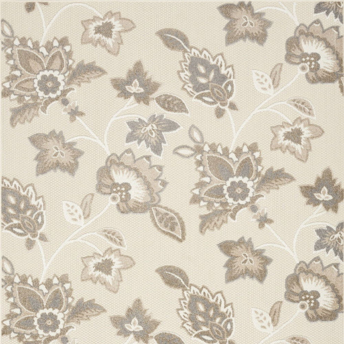 7' X 10' Floral Stain Resistant Area Rug Non Skid - Beige