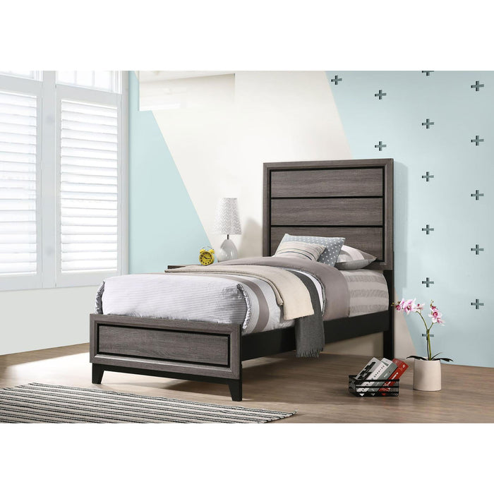 Twin Panel Bed With Tapered Legs - Gray Furniture Max