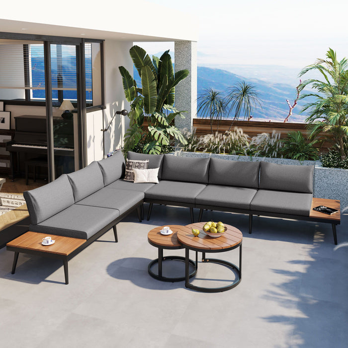 Modern Outdoor Sectional Sofa Set With Nesting Coffee Tables Hearth and Haven