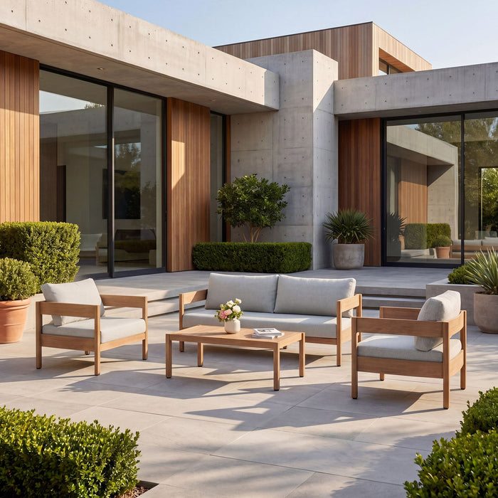Outdoor Sofa Set Of 3 With Weather Resistant Cushions (Coffee Table Not Included) - Oak Home Essentials