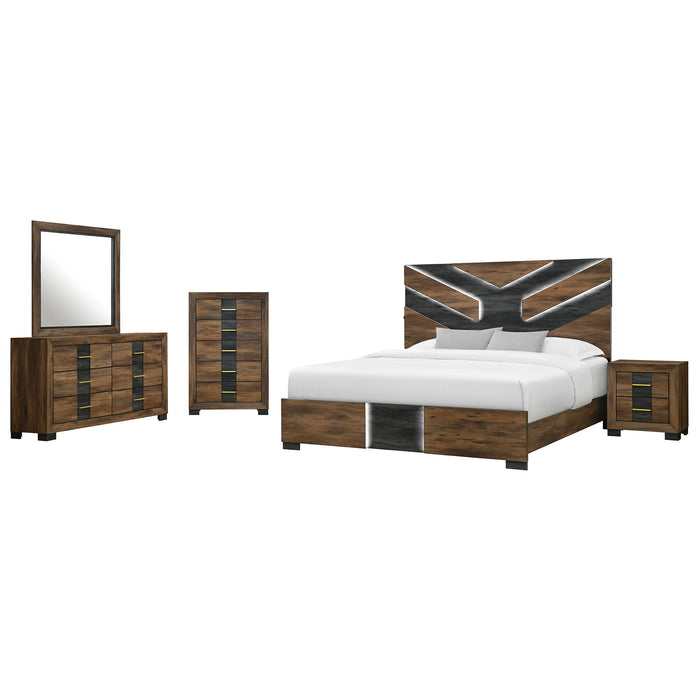 Prime - 5 Piece Bedroom Set With LED Headboard Global Furniture USA