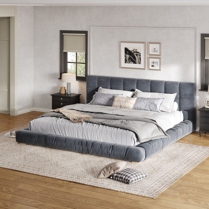 Upholstered Platform Bed Frame With Tufted Headboard Dreamland