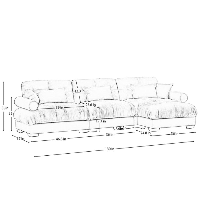 Super Comfort Oversized Modular Sectional Sofa With Movable Ottoman Home Essentials
