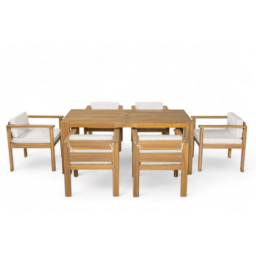 Rustic Patio Dining Set For 6 With Removable Cushions Hearth and Haven