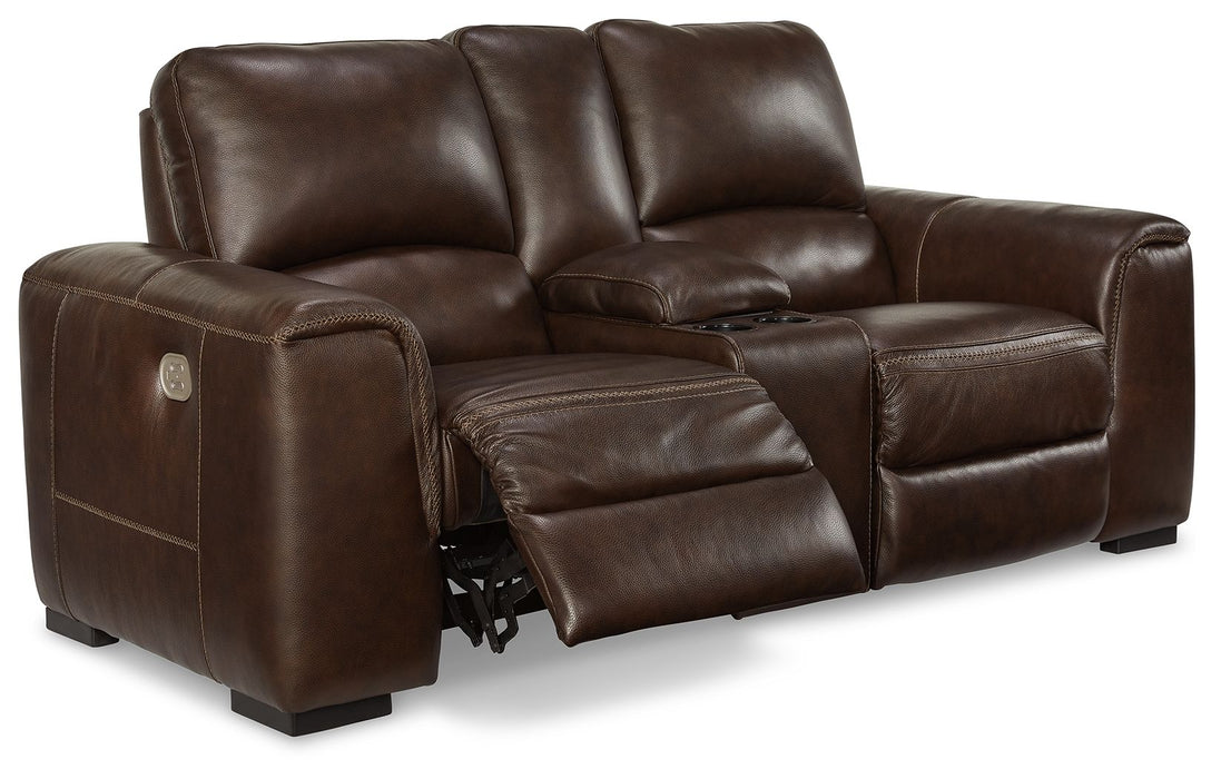 Alessandro - PWR REC Loveseat/Con/Adj HDRST - Walnut Signature Design by Ashley®