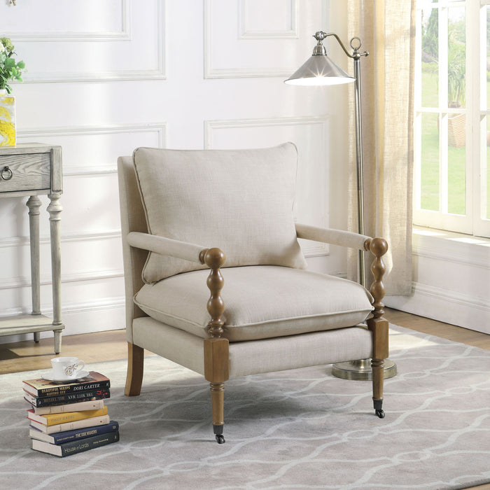 Accent Chair With Turned Legs - Beige Furniture Max