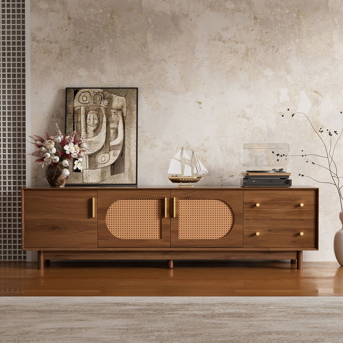 70" TV Stand With Beveled Edge Design - Brown Hearth and Haven