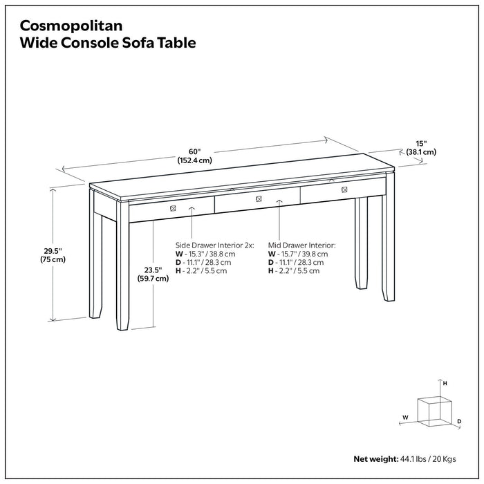 Cosmopolitan - Wide Console Sofa Table - Mahogany Brown Simpli-Home