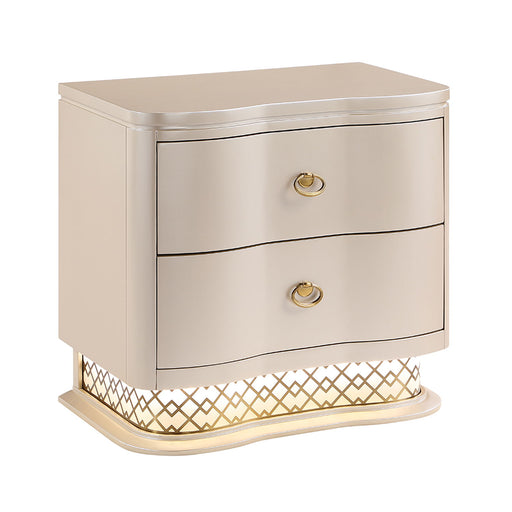 Flora - 2 Drawer Nightstand With LED - Champagne Matrix Furniture Group