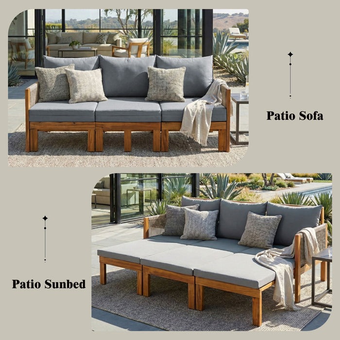 Outdoor 3 Seat Patio Sunbed Hearth and Haven