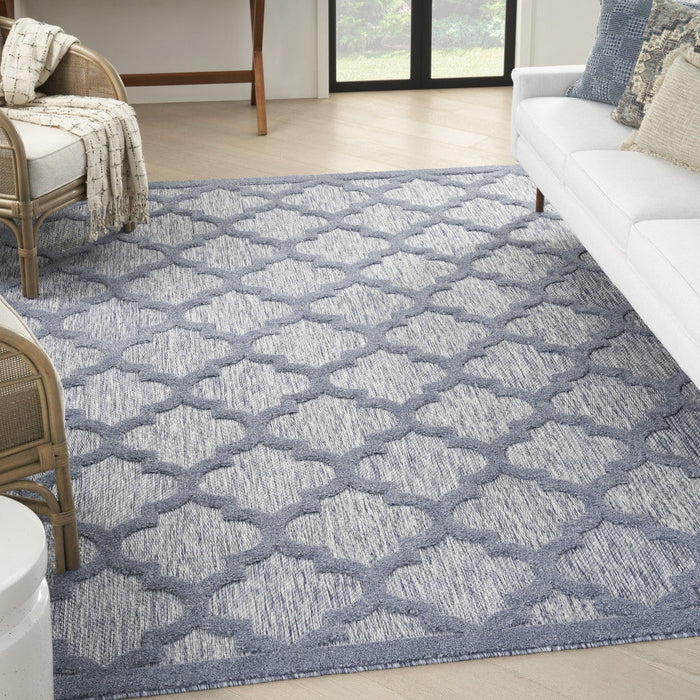 8' X 10' Area Rug Geometric Flatweave - Blue