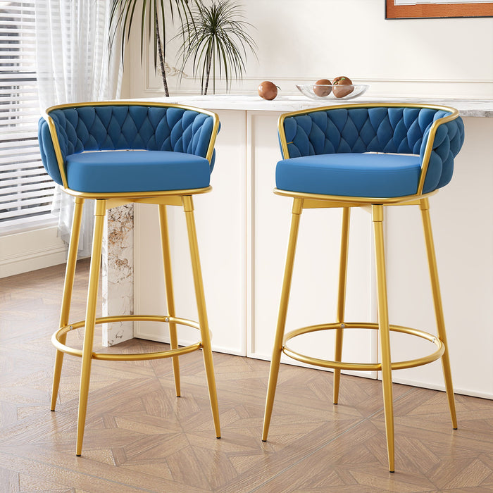 Modern Low Back Upholstered Counter Height Bar Stools (Set of 2)