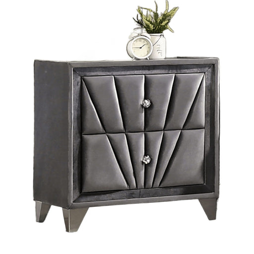 Nightstand, 2 Drawer Upholstered Frame - Gray Home Essentials