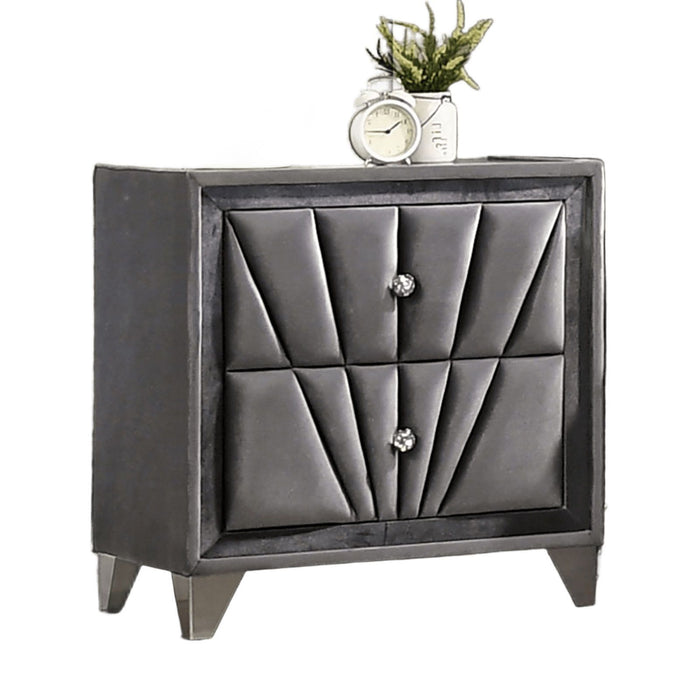 Nightstand, 2 Drawer Upholstered Frame - Gray Home Essentials