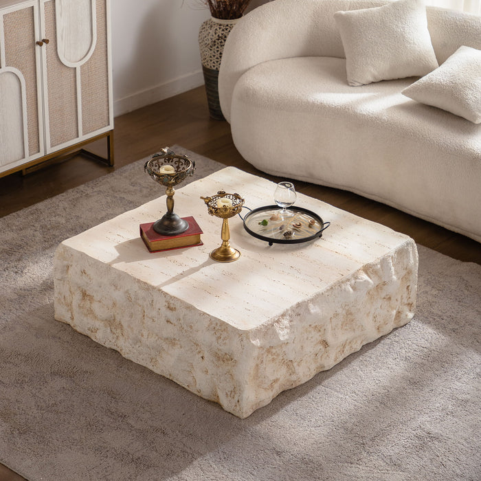 Square Coffee Table Design Living Room Office Furniture - Light Beige Home Essentials